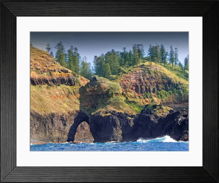 Framed Print : The Archway, a feature in the Volcanic rocky coastline of Norfolk Island