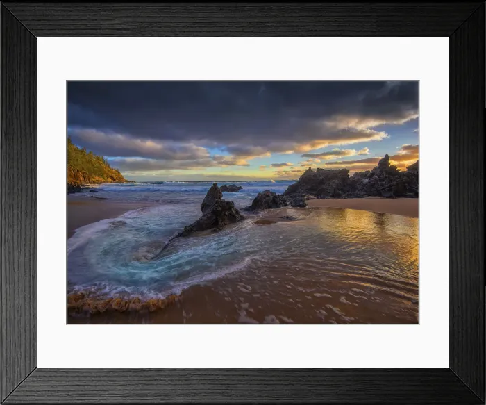 Framed Print : Swirling tide at Anson Bay, Norfolk Island