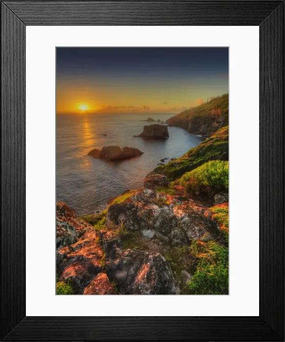 Framed Print : Sunrise at Cooks memorial on the coastline of the National Park, Norfolk Island