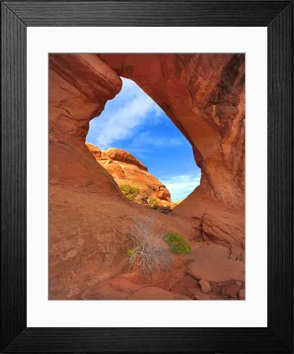 Framed Print : Looking through Double O Arch in the Arches National Park, Utah Framed Print : Looking through Double O Arch in the Arches National Park, Utah