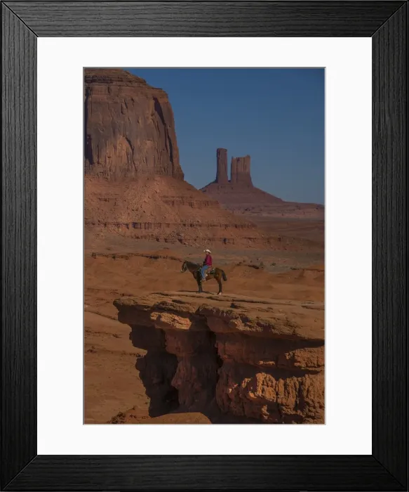 Framed Print : A cowboy poses at Monument Valley, Arizona Framed Print : A cowboy poses at Monument Valley, Arizona