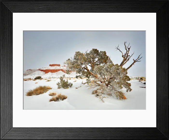 Framed Print : Green River Plains in Utah with a mantle of Winter snow