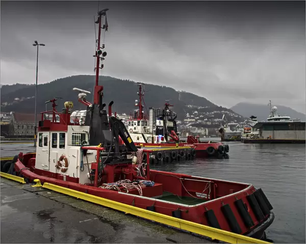 Tugboat moored at the Bergen Wharf, Norway