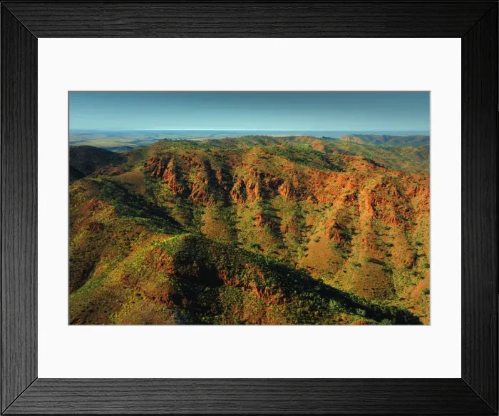 Framed Print : Aerial view of the rugged mountain ranges of the Southern Flinders Ranges in South Australia