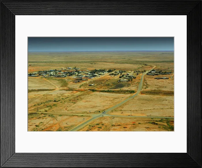 Framed Print : Areial view of the small settlement of Maree, outback South Australia