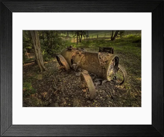 Framed Print : Old steam traction engine rusting away in remote countryside on Norfolk Island Framed Print : Old steam traction engine rusting away in remote countryside on Norfolk Island