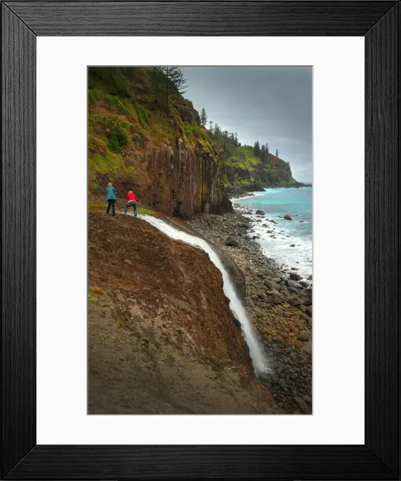 Framed Print : Cock-pit waterfall on the coastline of Norfolk Island, near Cascade bay