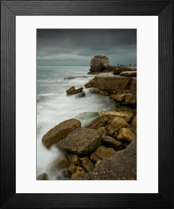 Framed Print : Coastline and Fishermen, Pulpit rock, Isle of Portland, Dorset, England
