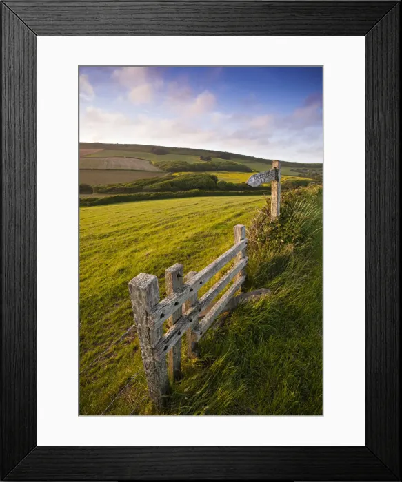 Framed Print : A rural gate near Kimmeridge, Dorset, England Framed Print : A rural gate near Kimmeridge, Dorset, England