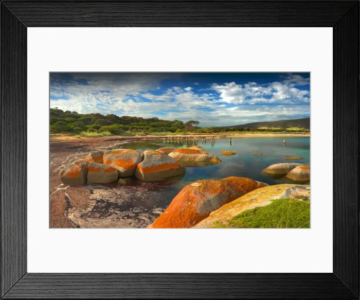 Framed Print : Lillies beach, Wybalena, Flinders Island, Tasmania