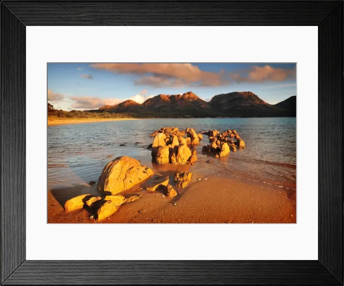 Framed Print : Late afternoon light in the Autumn at Coles bay with views to the Hazards, East coast of Tasmania Framed Print : Late afternoon light in the Autumn at Coles bay with views to the Hazards, East coast of Tasmania