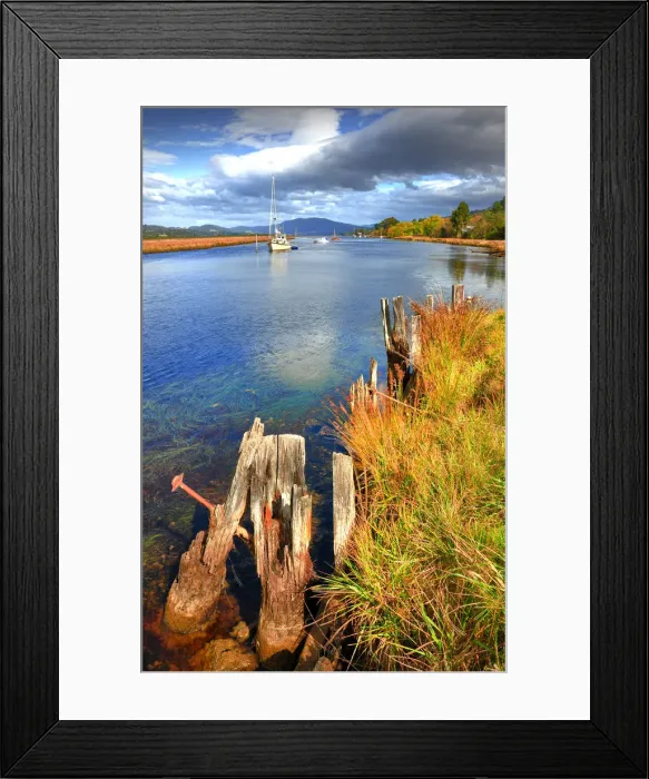 Framed Print : A view of the Huon river in southern Tasmania Framed Print : A view of the Huon river in southern Tasmania