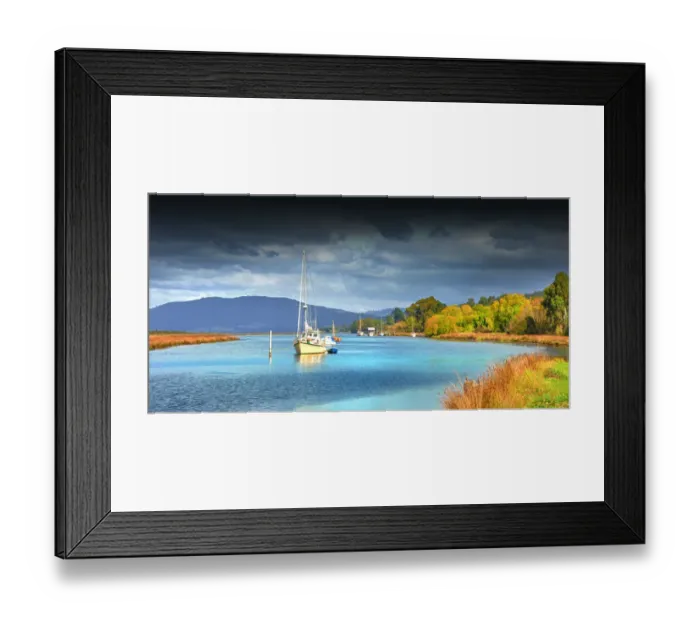 Framed Print : A view of the Huon river in southern Tasmania