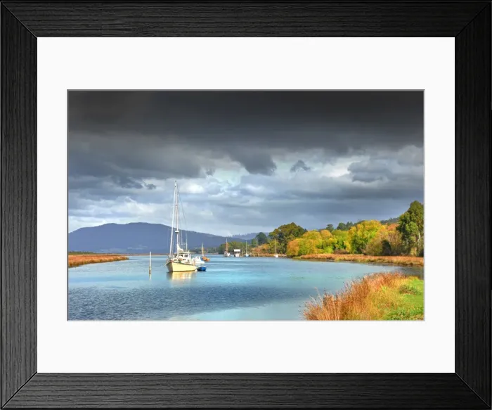 Framed Print : A view of the Huon river in southern Tasmania Framed Print : A view of the Huon river in southern Tasmania