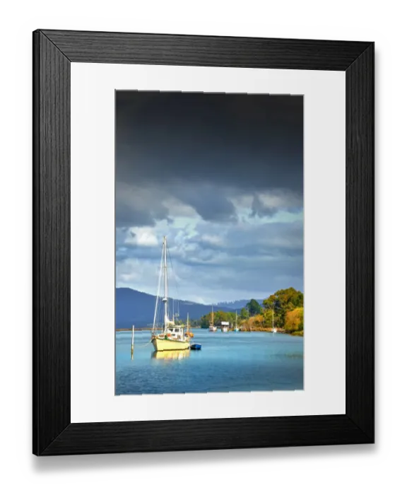 Framed Print : A view of the Huon river in southern Tasmania Framed Print : A view of the Huon river in southern Tasmania