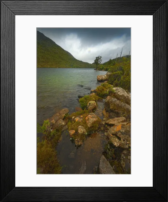 Framed Print : Lake Dobson in the mist, Hartz mountains national park, southern Tasmania