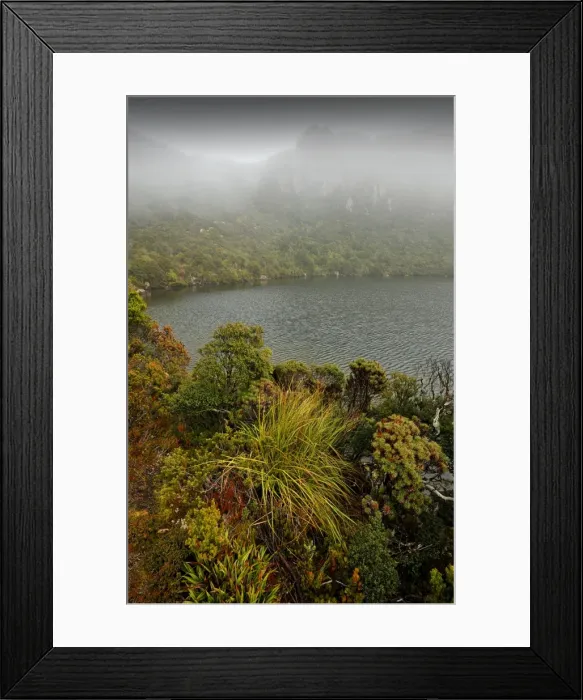Framed Print : Ladies Tarn in mist, Hartz mountains national park, southern Tasmania Framed Print : Ladies Tarn in mist, Hartz mountains national park, southern Tasmania