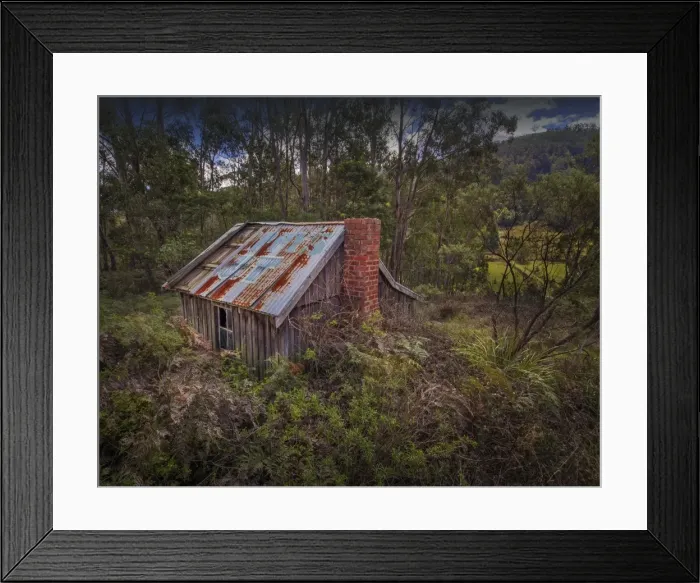 Framed Print : An old and Abandoned timber cottage near Kettering, southern Tasmania