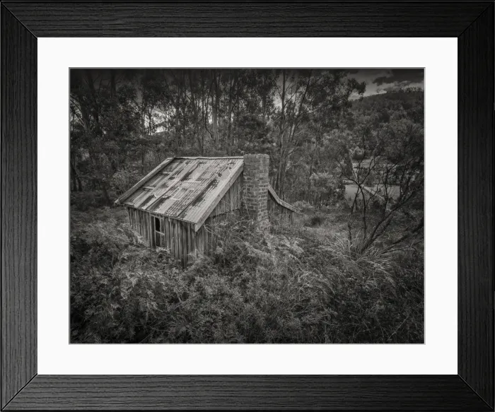 Framed Print : An old and Abandoned timber cottage near Kettering, southern Tasmania