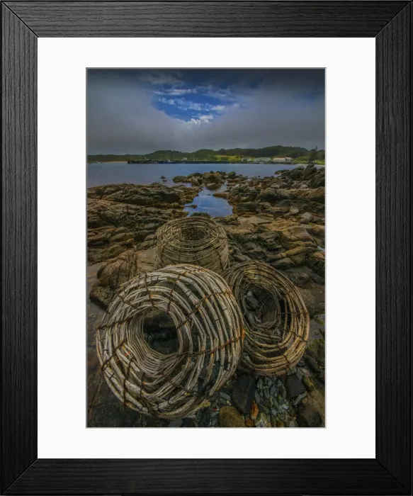 Framed Print : Lobster Pots and Currie harbour view, King Island, Bass Strait, Tasmania