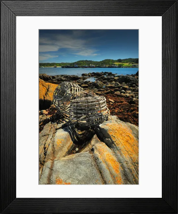 Framed Print : Lobster Pots and Currie harbour view, King Island, Bass Strait, Tasmania