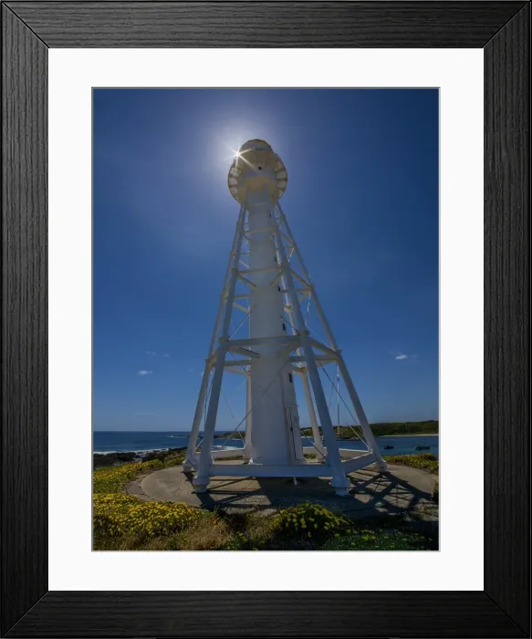 Framed Print : Currie lighthouse and sunstar, King Island, Bass Strait, Tasmania