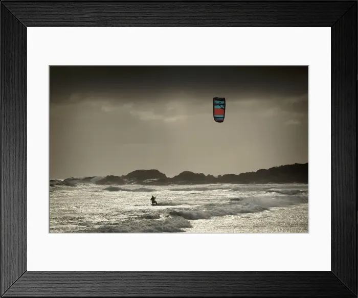Framed Print : Kite surfing, King Island, Bass Strait, Tasmania