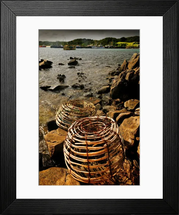 Framed Print : Lobster pots and Currie Harbour view, King Island, Bass Strait, Tasmania