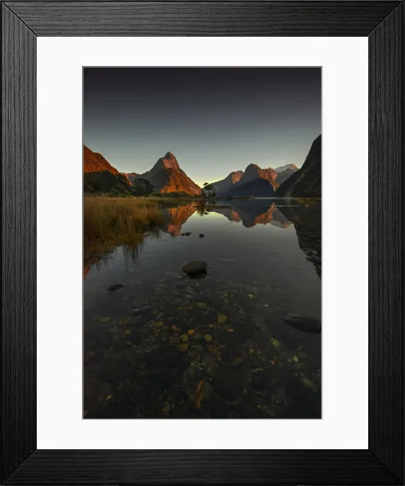 Framed Print : First light milford sound, New Zealand, south island