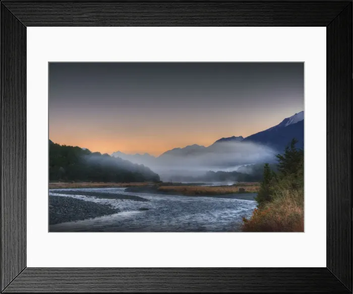 Framed Print : Dawn mist rising from the Eglinton Valley, south island, New Zealand Framed Print : Dawn mist rising from the Eglinton Valley, south island, New Zealand