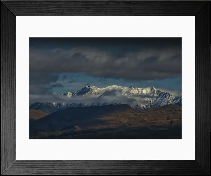 Framed Print : Snow on the Crown range, New Zealand south island