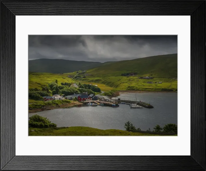 Framed Print : A view of the coastal village of Voe, Shetland Islands, Scotland