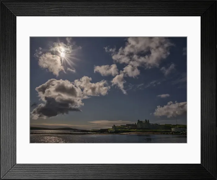 Framed Print : Sunstar over Enni, Shetland Islands, Scotland Framed Print : Sunstar over Enni, Shetland Islands, Scotland