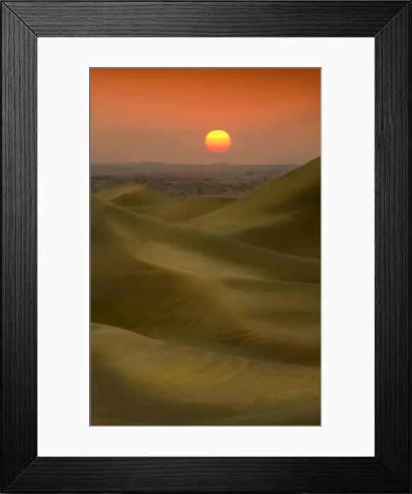 Framed Print : Sunset in the Desert of the United Arab Emirates