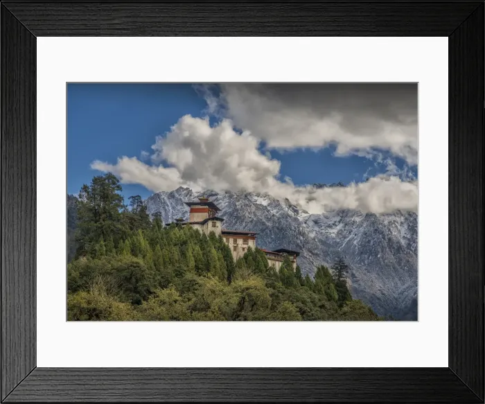 Framed Print : High up in the mountainous region of Jigme Dorji National park is Gasa Dzong, in Northern Bhutan