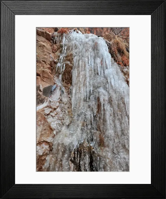 Framed Print : Frozen waterfall Zion national Park in south western United States Framed Print : Frozen waterfall Zion national Park in south western United States