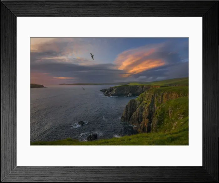 Framed Print : Scousburgh coastline at Dusk, Shetland Islands, Scotland, United Kingdom Framed Print : Scousburgh coastline at Dusk, Shetland Islands, Scotland, United Kingdom