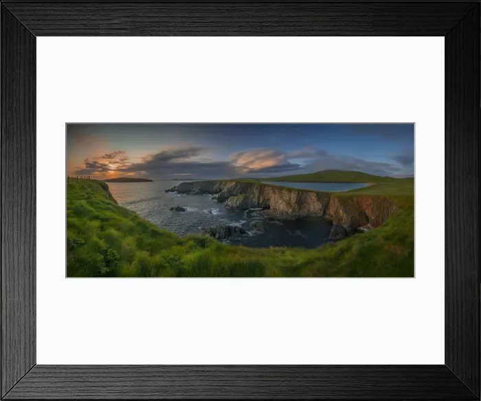 Framed Print : Scousburgh coastline at Dusk, Shetland Islands, Scotland, United Kingdom Framed Print : Scousburgh coastline at Dusk, Shetland Islands, Scotland, United Kingdom