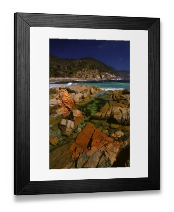 Framed Print : Rocky coastline, Freycinet Peninsular, east coastline of Tasmania, Australia Framed Print : Rocky coastline, Freycinet Peninsular, east coastline of Tasmania, Australia