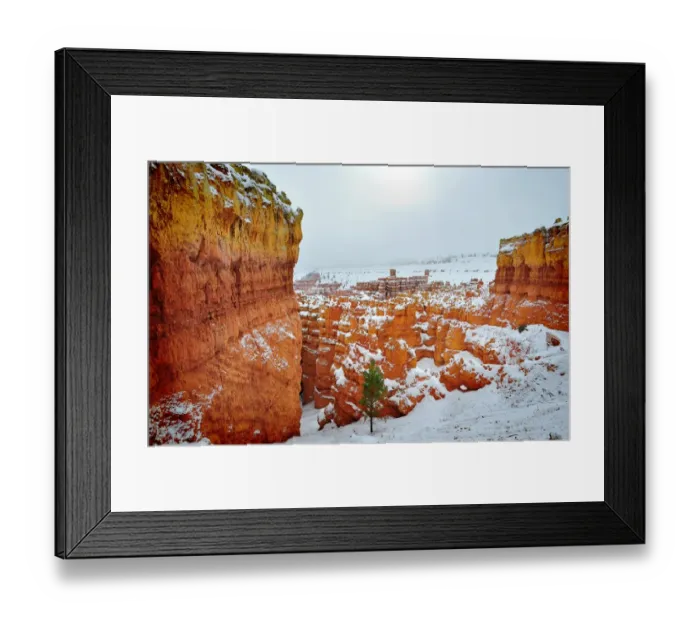 Framed Print : Bryce Canyon National park with a winter covering of snow, Utah, south west United States