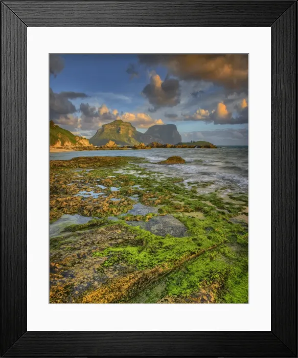Framed Print : Scenically beautiful and a world heritage designated location, Lord Howe Island lies between the South Pacific ocean and the Tasman sea off the coast of New South Wales, Australia