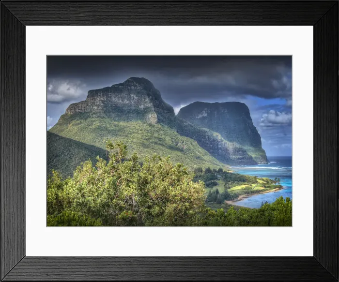 Framed Print : Scenically beautiful and a world heritage designated location, Lord Howe Island lies between the South Pacific ocean and the Tasman sea off the coast of New South Wales, Australia Framed Print : Scenically beautiful and a world heritage designated location, Lord Howe Island lies between the South Pacific ocean and the Tasman sea off the coast of New South Wales, Australia