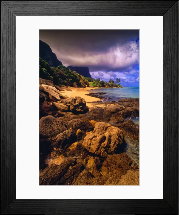 Framed Print : Scenically beautiful and a world heritage designated location, Lord Howe Island lies between the South Pacific ocean and the Tasman sea off the coast of New South Wales, Australia