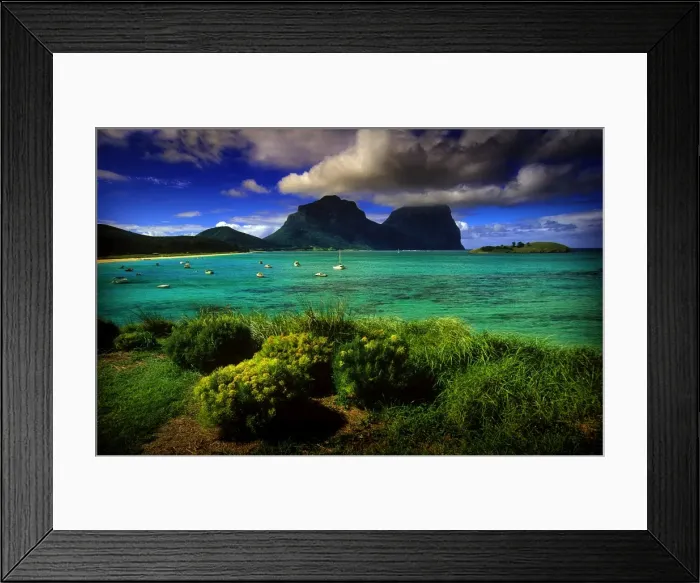 Framed Print : Scenically beautiful and a world heritage designated location, Lord Howe Island lies between the South Pacific ocean and the Tasman sea off the coast of New South Wales, Australia Framed Print : Scenically beautiful and a world heritage designated location, Lord Howe Island lies between the South Pacific ocean and the Tasman sea off the coast of New South Wales, Australia