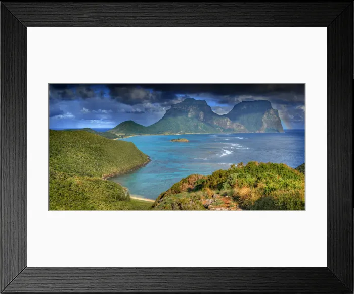 Framed Print : Scenically beautiful and a world heritage designated location, Lord Howe Island lies between the South Pacific ocean and the Tasman sea off the coast of New South Wales, Australia Framed Print : Scenically beautiful and a world heritage designated location, Lord Howe Island lies between the South Pacific ocean and the Tasman sea off the coast of New South Wales, Australia