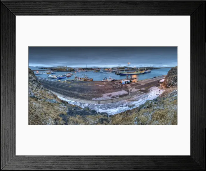 Framed Print : Stykkisholmur, a fishing village with a safe harbour for the cod industry, SnA┼áfellsnes peninsular western Iceland