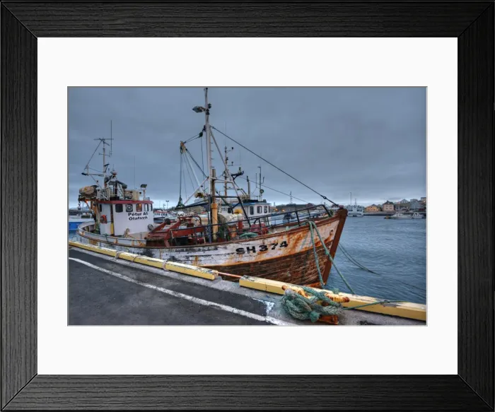 Framed Print : Stykkisholmur, a fishing village with a safe harbour for the cod industry, SnA┼áfellsnes peninsular western Iceland
