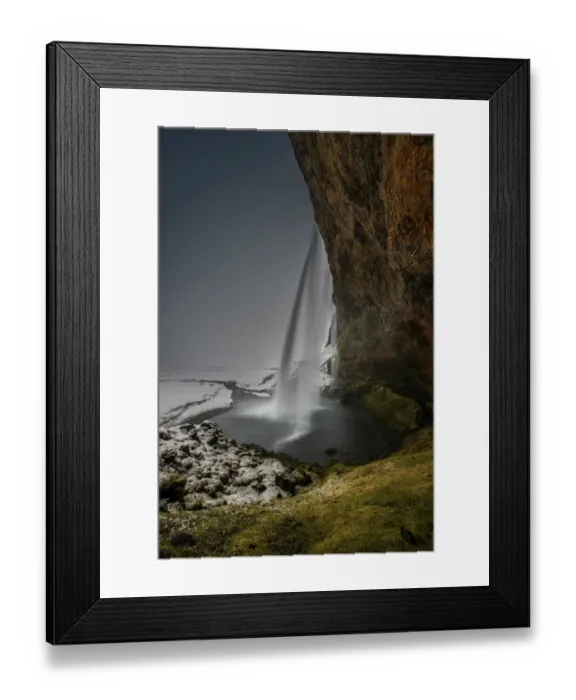 Framed Print : Slejalandsfoss waterfall in winter, Iceland Framed Print : Slejalandsfoss waterfall in winter, Iceland