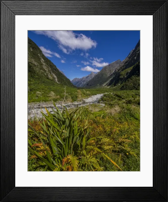 Framed Print : The Milford Track and Clinton River Valley in the South Island of New Zealand