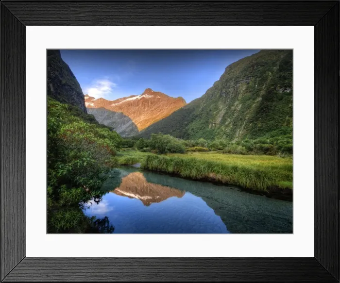 Framed Print : The Milford Track and Clinton River Valley in the South Island of New Zealand